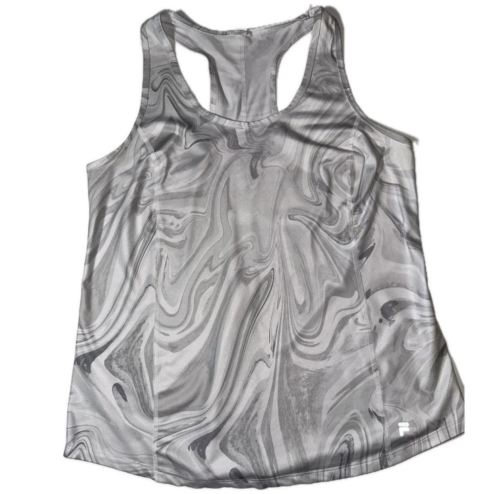 FILA Sport Gray Marbled Tank Top Women’s Size Large White Athletic Light